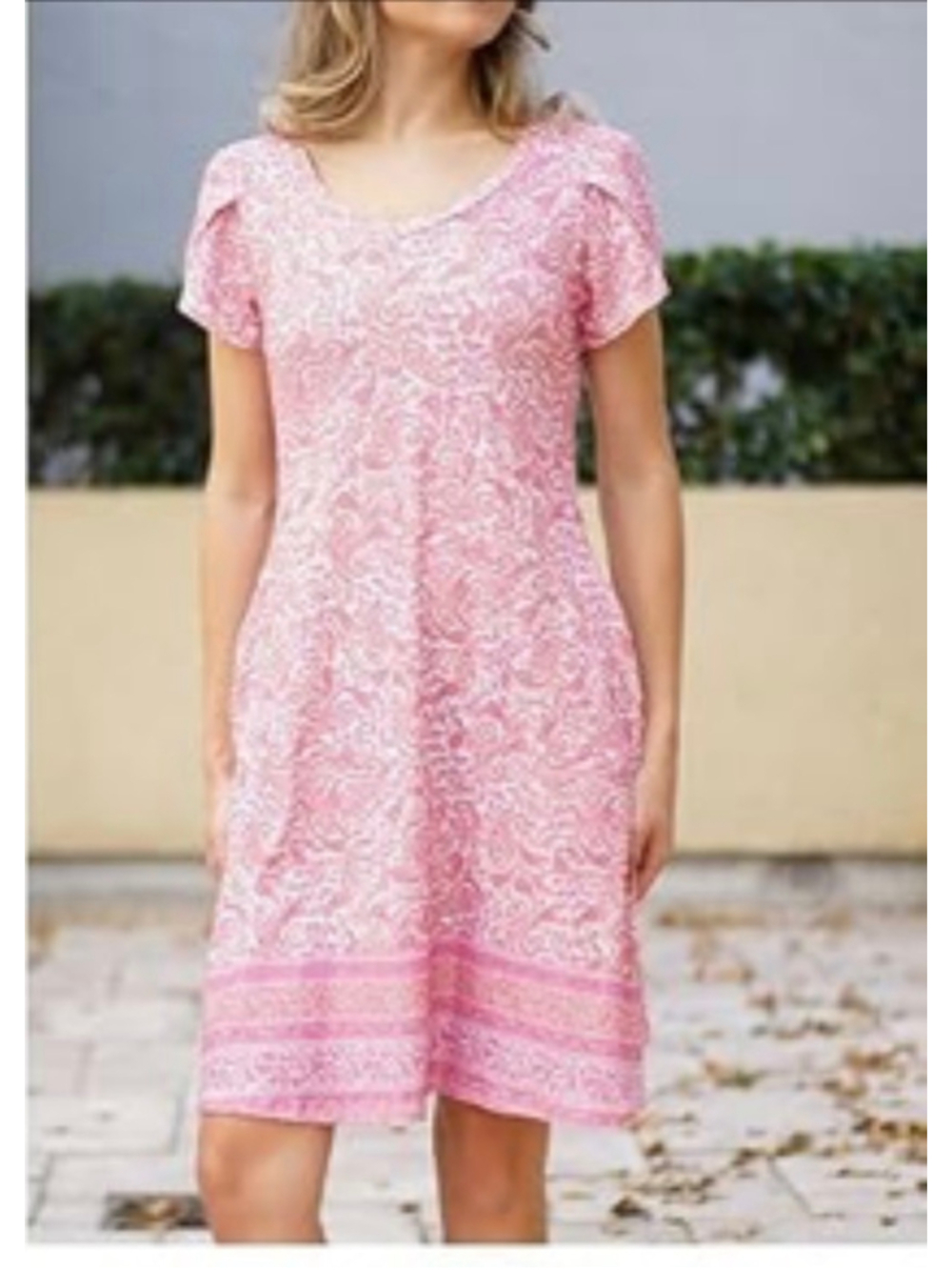 Zeagoo Pink and White Paisley A-Line Mini Dress 2XL
